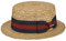 Stetson Boater Weizenstrohhut - Naturfarbener Hut mit blau-rotem Ripsband - Klassischer Sommerhut mit UV-Schutz 40+ - Damen & Herren - Frühjahr/Sommer Natur S (54-55 cm)