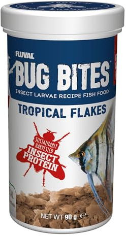 Fluval Bug Bites Tropical Fish Food, Flakes for Small to Medium Sized Fish, 3.17 oz., A7332, Brown