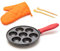 KUHA Aebleskiver Pfanne aus Gusseisen für authentische dänische gefüllte Pfannkuchen – komplett mit Bambusspießen, Silikongriff und Ofenhandschuh