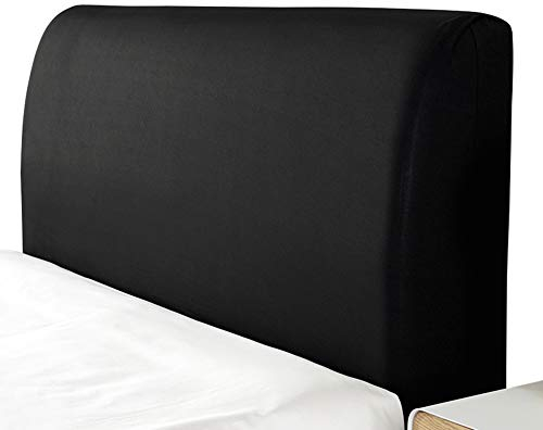 Smingm Copri testiera per letto matrimoniale con fodera elastica completamente avvolgente in stile europeo morbido lavabile 170-190 cm, nero