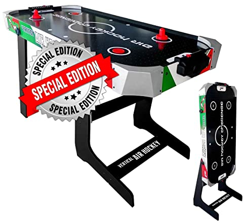 Sport One Tavolo Air Hockey Vertical Italy Salvaspazio con Ventola ed Accessori - Cm. 121 X 61 X 77 - Special Edition