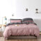 Chanyuan Bettwäsche 200 x 220 cm Rosa Grau Microfaser Wendebettwäsche Set Uni Deckenbezug Doppelbett Bettbezug 200x220cm mit Reißverschluss und 2 Kissenbezüge 80 x 80 cm