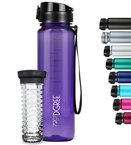 720°DGREE Gourde d'Eau 1l “uberBottle“ +Fruit-Infuseur crystalClear - Sans BPA, Anti-fuite - Bouteille, water bottle idéale pour Enfants, Sport, Randonnée, Gym, Camping, Université, Voyage, Travail