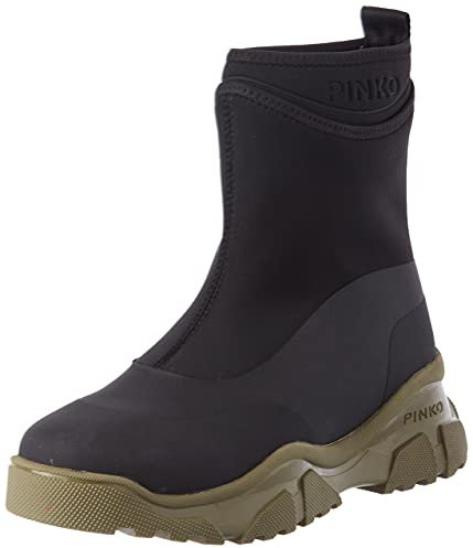Pinko Moss Trek, Stivali alla Moda Donna, ZS5_Nero/Verde, 36 EU