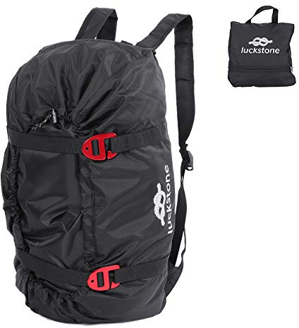 VGEBY Klettertasche - Kletter-Kit-Tasche mit Klappbarem Schultergurt für Camping und Wandern (Schwarz) - Seiltasche für Kletterseile