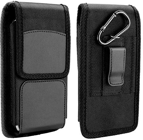 MoKo Handy Holster Kompatibel mit iPhone 14/14 Plus/Pro/Max, iPhone SE 3/13 Pro/13/12/Galaxy S21, Nylon Handy Tasche Schutzhülle mit Gürtelclip Hüftentasche für Smartphone bis zu 6,7, Schwarz