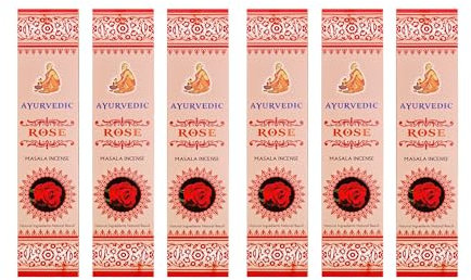 Grenadine Boutique - Encens Ayurvédique (Ayurvedic) - Rose Lot de 6 Boîtes de 15g Environ 72 Bâtonnets