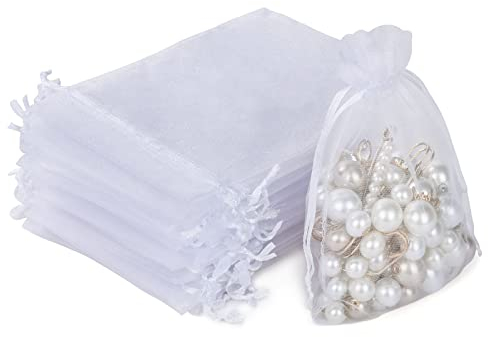Aucuu 105 Stück Organzasäckchen Klein, 10 x 15 cm Hochzeit Säckchen Organza Beutel Schmuckbeutel Bonbonsbeutel Geschenksäckchen für Hochzeit, Gastgeschenk, Jubiläum