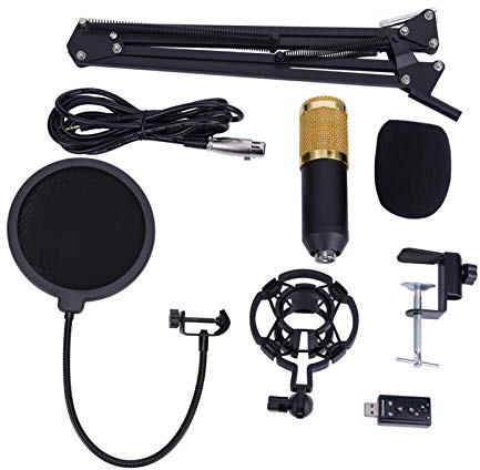 Uadme BM800 - Micrófono Profesional de transmisión por USB para PC, con micrófono de Condensador de Estudio, Soporte de Brazo, Filtro Pop, Kit de Tapa de Espuma, Accesorio de grabación para grabación