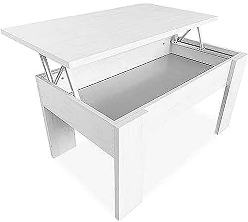 Duérmete Online 0 Mesa de Centro Elevable, Mesita de Salón o Comedor, Acabado en Color Gris Polar, Medidas: 90 cm (Ancho) x 50 cm (Fondo) x 46-57 cm (Alto), Madera, 90 x 50 x 46/57 cm
