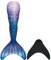 NAITOKE meerjungfrauenflosse mädchen Badeanzug - Meerjungfrau Flosse Bademode mit Bikini Set und Monoflosse Mermaid Tail, 4 Stück Set,POOYY,170