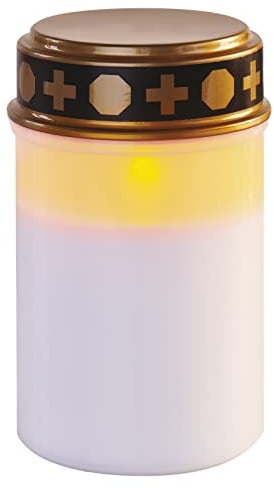 EMOS DCCV21 Bougie funéraire LED vintage avec minuterie, étanche IP44, en plastique, lampe funéraire blanche, à piles, bougie de cimetière, durée de vie de 10 000 heures