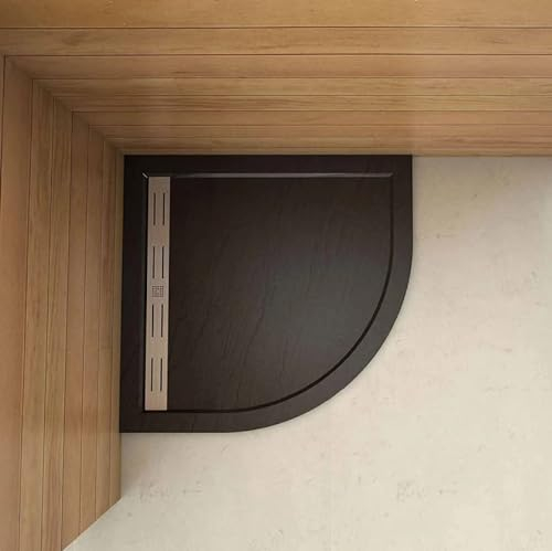 Aica Sanitär Duschtasse 80x80cm Für Walk in Dusche Duschabtrennung Duschkabine,Viertelkreis,schwarz mit Ablaufabdeckung,Ablaufgarnitur,Ablaufschlauch