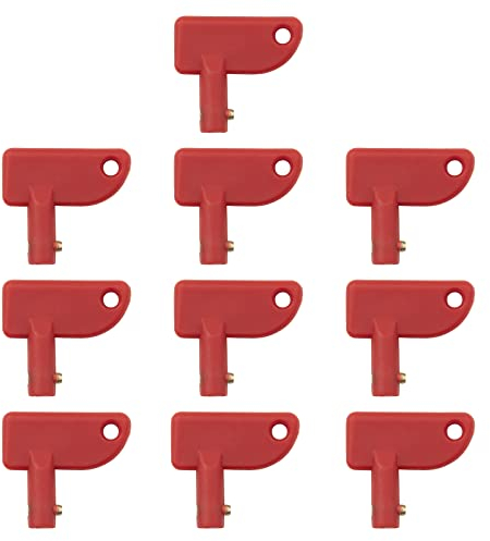 ZEALfix Lot de 10 Clés pour Interrupteur de Batterie de Voiture, 12 V 24 V Les clés Rechange commutateur d'isolateur pour Voiture Bateau Camion Automatique