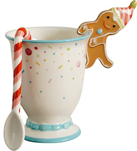 WAYUTO Tazza da caffè personalizzata con omino di pan di zenzero tazza da caffè carina natalizia divertente tazza in ceramica per tè caffè unica a forma di omino di pan di zenzero tazza di Natale con