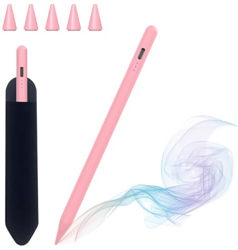 Stift für iPad 10th&11th Generation, Schnellladeleistung Palm Rejection und Neigungssensitivität, Pencil für Apple iPad 11/10/9/8/7/6, Mini 6/5, Air 5/4/3/M2/M3, Pro 3/4/5/6/M4 Generation (Rosa)
