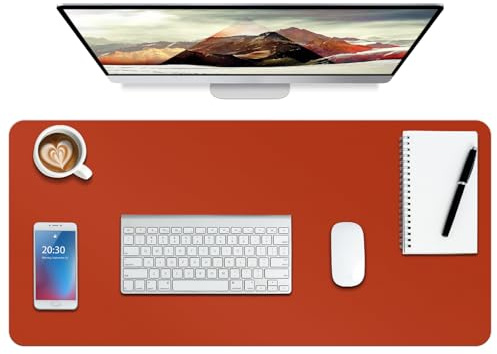 Leder-Schreibtischunterlage,wasserdichte Schreibtischunterlage für Schreibtisch, Schreibtischunterlage für Tastatur und Maus, Leder-Mauspad-Schutz für Büro und Zuhause, 60 * 35cm (S Orange H)