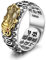 Krfy Feng Shui Pixiu Mantra Ring für Damen Herren S990 Silber Feng Shui Ring Schutz Glück Amulett Reichtum Gesundheit Buddhist Vintage Verstellbar Anillo Pixiu Ring für Frauen Männer