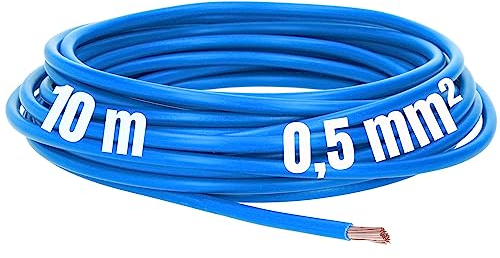 Kalitec 10 metri H05V-K 0,5 mm² blu I cavo 0,5 mm2 come cavo di cablaggio I conduttore flessibile in PVC singolo cavo I cavo di commutazione