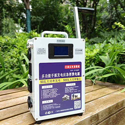 Générateur de manivelle 150W/500W, générateur de manivelle de camping pour téléphone portable, centrale électrique portable avec prises 110V/220V DC12V USB5V Alimentation de secours,500W-220V