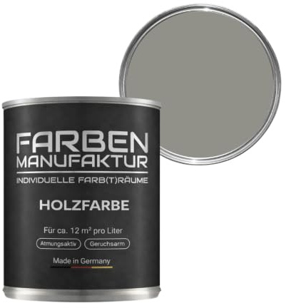 Farben Manufaktur Holzschutzlack Holzfarbe Wetterschutzfarbe Holzlack Holzdecklack bunt RAL 0,5-1L, Farbe: ca. RAL 7030 Steingrau, Größe: 1L