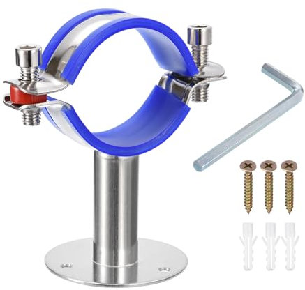 sourcing map Stainless Steel Pipe Supports Wall Mount Ceiling Mount Pipe Bracket Adjustable Clamp Pipe Straps with Screws Fit for Dia 51-57mm Pipe Tube