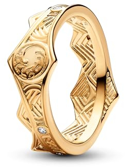 PANDORA X Game of Thrones House of the Dragon Kronenring aus Sterling Silber mit 14 Karat vergoldete Metalllegierung, Cubic Zirkoniastein verziert, Größe: 54, 162969C01-54