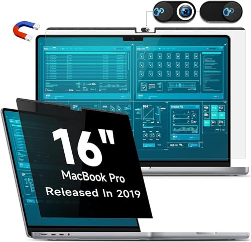 Filtro de Privacidad Magnético Compatible con MacBook Pro 16 (2019), Removible Protector de Pantalla Anti Reflejo Luz Azul Mac Laptop Privacy Portátil Protector de Pantalla para Mac 16.2 A2141