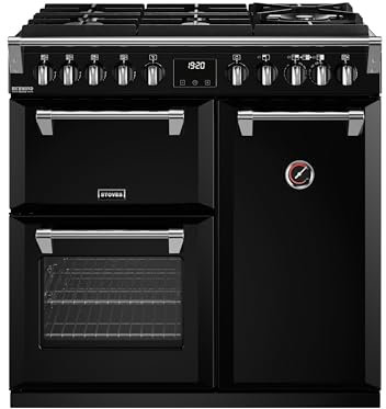 Stoves Richmond Deluxe ST DX RICH D900DF GTG BK 90cm Dual Fuel Range Cooker - Black - A Rated