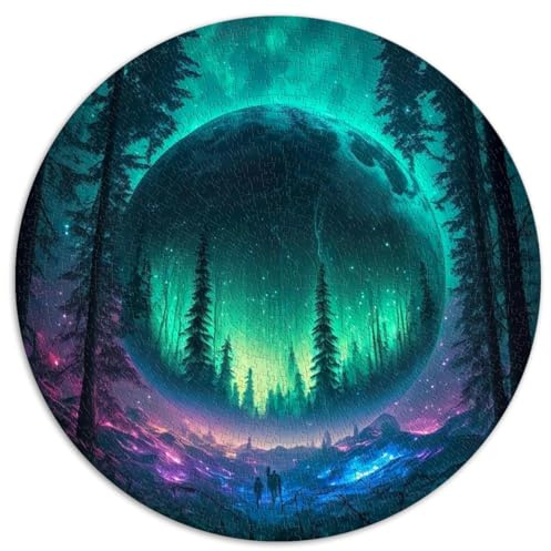 Puzzle für Erwachsene Kinder, Wald, Mond, Polarlichter, schwierige anspruchsvolle Puzzles, 1000 Teile, Karton, für Erwachsene Kinder ab 10 Jahren, Heimdekoration, 67 x 67 cm