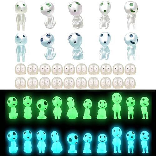 Yuaiosn 40 Piezas Elfos de Árboles Luminosos, Figuras de Espíritus Luminosos, Accesorios de Jardín de Fantasmas Luminosos, Mini Decoración de Jardín, para Plantas en Macetas