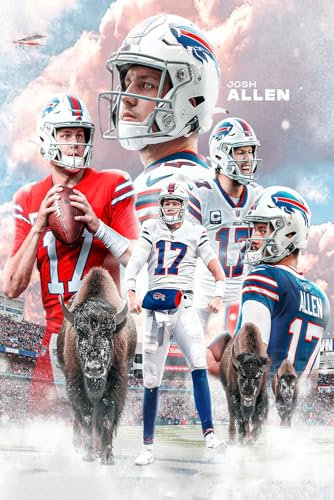 Josh Allen American Football Sports Stars inspirierende Kunstposter, 30 x 45 cm