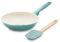 GreenPan Rio Healthy Keramik-Bratpfanne mit Antihaftbeschichtung, 20,3 cm, Pfannenwender-Set aus Silikon, weicher Griff, Frühstücks-Mahlzeiten-Set, PFAS-frei, spülmaschinenfest, ofenfest, Türkis