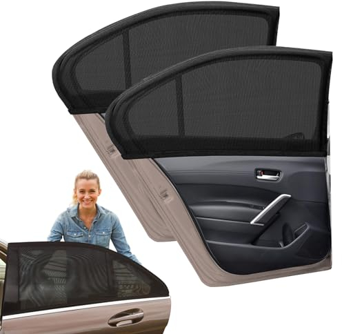 Forhome Sonnenschutz Auto Baby 2 Stück Universal Netz für UV-Schutz Hitzeschutz Kinder Seitenscheibe Autoscheiben,Verdunkelung Fenster innen mit Hochelastisches Eisseide-Material