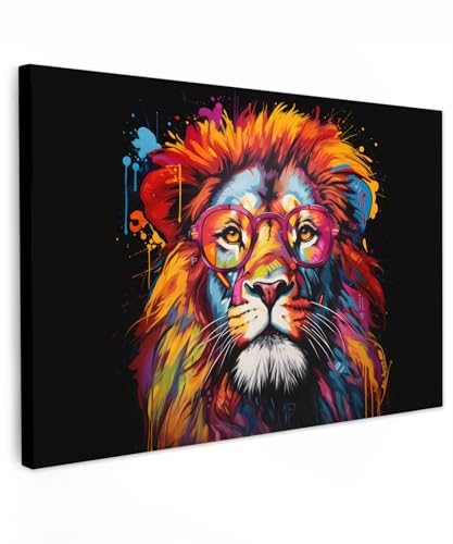 MuchoWow© Leinwand Bilder Groß 120x80 cm XXL Wanddeko Wohnzimmer Aesthetic Room Decor Deko Zimmer Wandbilder Modern Fotogeschenke Graffiti - Löwe - Street Art - Tiere