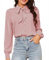 Kate Kasin Elegante body da donna, decorazione con fiocco, a maniche lunghe, per ufficio, casual, Colore: rosa., L