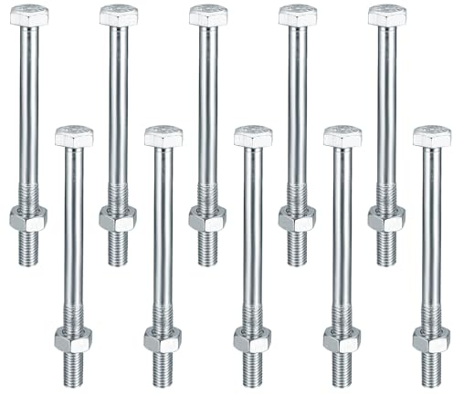 10 Pezzi M10 Bulloni e Dadi Set, Bulloni Esagonali e Dadi, Viti a Testa Esagonale, Set Bulloni Esagonale, Bulloni Parzialmente Filettati Meccanici per Auto Costruzione (M10x120mm)