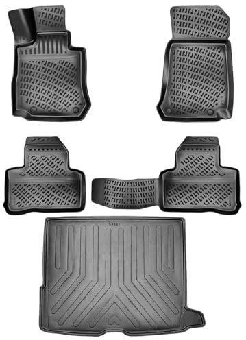 fussmattenprofi.com 3D Gummimatten & Kofferraumwanne Set passend für VW Golf 8 Automatik Baujahr ab 2019 | Hoher Rand Allwetter Auto Fussmatten I TPE Geruchlos rutschfest Fußmatten Zubehör