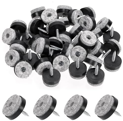 Glarks 40 feltrini antiscivolo in feltro, 24 mm, per mobili, mobili, per gambe in legno, sedie, tavoli, divani, sgabelli, colore: nero