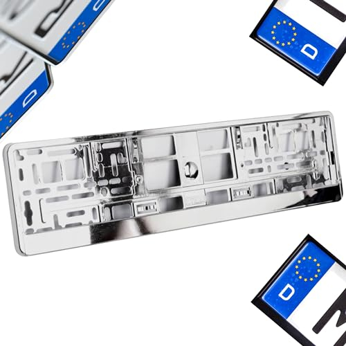 Kennzeichenhalter PKW Nummernschildhalter Chrom, Nummernschildhalterung für Auto, KFZ Kennzeichenhalterung Kennzeichenrahmen, Universelle