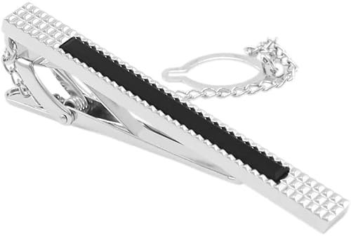 Pinces à Cravate pour Hommes Pinces à Cravate pour Hommes Carré en Verre Noir Cravate Barre de Cravate Fermoir Pince à Cravate Marque Hommes Cadeau, Idées Cadeaux pour Votre père,