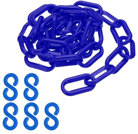 PATIKIL Plastikkette, 3 Fuß Sicherheitsbarrierekette für Menschenkontrolle, 1/4 Zoll (6 mm) blaue Kunststoffkettenverbindungen für Warteschlangen, Parkplätze, Zäune