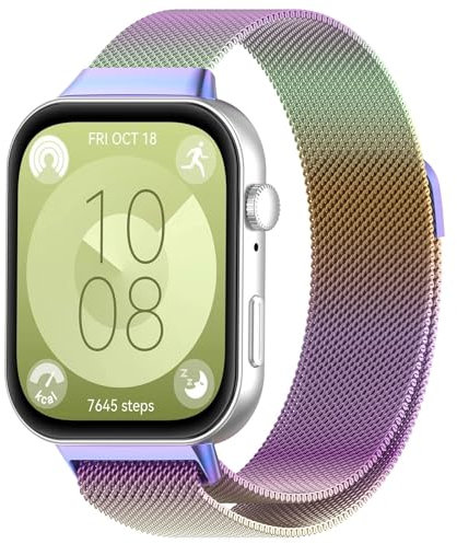 Metallarmband Kompatibel mit Huawei Watch Fit 4/Watch Fit 3 Armbänder, Metall Mesh Gewebte Edelstahl Ersatzarmband Edelstahl Armband Uhrenarmband für Damen Herren