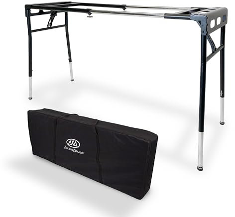 AxcessAbles KBS-BG Portable Folding Keyboard Stand Expandable 32 to 50W 15D Adjustable Height from 29 to 39 w/ Carrying Case for Transport and Storage
