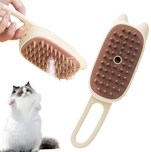 Cepillo para Gato, 3 en 1 Cat Botón USB en Forma de Gato Spray Cepillo de preparación para Gato para Perros con Mango Giratorio de 360 ° giratoria portátil fácil de Relleno Gato de Vapor de ga