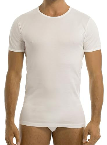 GARDA - 3pz T-Shirt Mezza Manica Uomo, Girocollo, 100% Cotone Filo di Scozia Art. 0034 (Bianco, 6/XL)