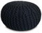 Amago home Strickhocker Pouf Ø45 o. 55cm Bodenkissen Sitzpouf XXL Baumwolle nachhaltig Größe ø 55 cm, Farbe schwarz - anthrazit