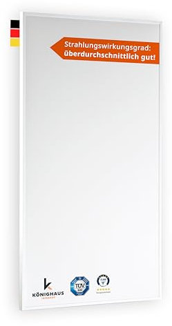 Könighaus Infrarotheizung - 450 Watt mit TÜV SÜD + 5 Jahre Herstellergarantie ✓ Doppelter Überhitzungsschutz ✓ Heizkörper in 2-4 min auf Betriebstemperatur ✓ Für Wandmontage