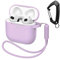 MATEPROX Silicone Case Compatible with AirPods 4, Anti-Drop Portable Earphone Protective Cover with Keychain and Lanyard for AirPods 4th Generation 2024-Light Purple
