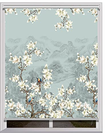 Rollo, Blumenlandschaft, wasserdicht, aufrollbar, für Zuhause, Badezimmer, Küche, 140 cm breit x 300 cm lang